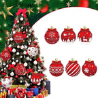 12 pcs Red and white wooden Christmas ball
