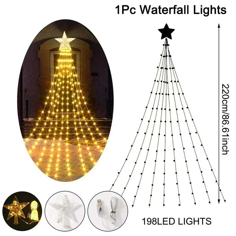 Christmas Waterfall Light with Star